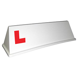 White Rover Roof Sign with L-Plates Applied